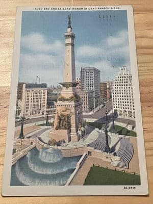 Soldiers And Sailors Monument Indianapolis IN Color Postcard Curt Teich 3A-H758 - Image 1