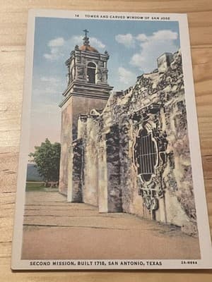 Weiner News Co Second Mission San Antonio Texas Postcard Tower Carved Window - Image 1