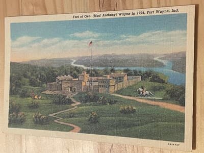 Curteich Fort of Gen Mad Anthony Wayne 1794 Fort Wayne IN Postcard Unposted - Image 1
