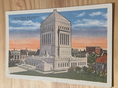 Indiana World War Memorial Indianapolis Postcard Linen Unposted Vintage 4308 - Image 1