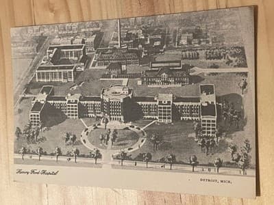 Henry Ford Hospital Postcard Detroit MI Unposted Vintage Black White Image - Image 1