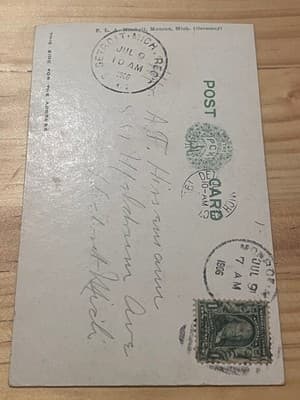 Monroe Mich Court House Postcard 1906 Postmarked F L A Mitchell Germany Stamped - Thumbnail 2