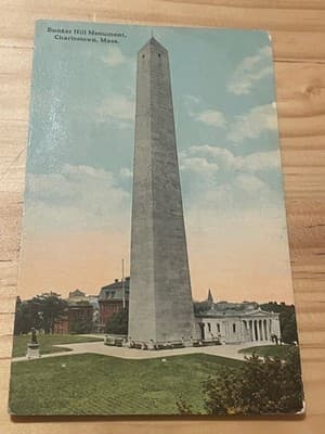 Bunker Hill Monument Postcard Charlestown Mass Vintage Obelisk Scenic Unposted - Image 1
