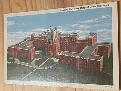 Curteich Postcard Airview University Hospital Iowa City Iowa Unposted Vtg Unused - Image 1