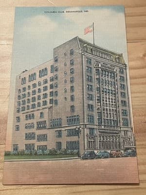 Craft Greeting Card Co Columbia Club Indianapolis Linen Textured Postcard Unused - Image 1