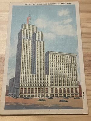 Curteich CT Art-Colortone Postcard First National Bank Building St Paul MN - Image 1