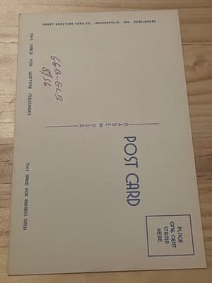 Craft Greeting Card Co Columbia Club Indianapolis Linen Textured Postcard Unused - Thumbnail 2