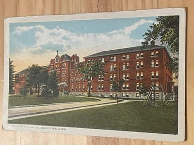 St Marys Hospital Rochester MN Postcard Mailed Handwritten 1c Stamp Vintage - Image 1