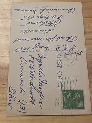 High School Lawrence MA Postcard 1951 Linen Curteich C T Art Colortone Posted - Thumbnail 2
