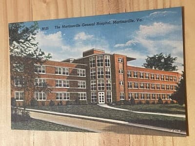 Martinsville General Hospital Martinsville VA Postcard Linen Texture Unposted - Image 1