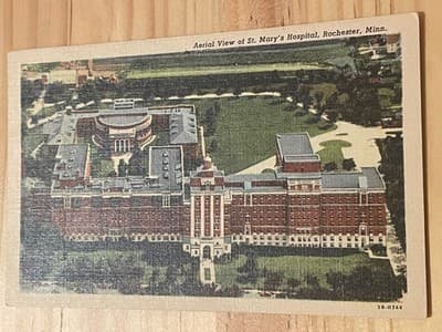 Curteich Chicago Postcard Aerial View St Marys Hospital Rochester MN Unused - Image 1