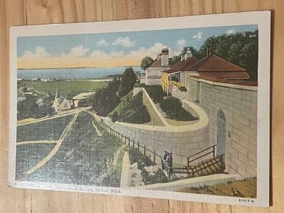 Curt Teich Linen Postcard The Old Fort Mackinac Island Michigan Unposted Vintage - Image 1