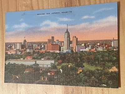 Skyline San Antonio Texas Postcard Linen Vintage Unposted H L Summerville TX - Image 1