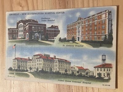 Curteich Postcard Amarillo New Southwestern Hospital Center TX Linen Postmarked - Image 1
