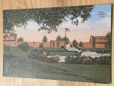 Fort Harrod Postcard Harrodsburg Kentucky Linen Texture Unposted Color K64 - Image 1