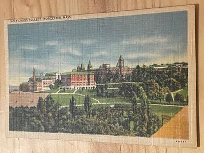 Vintage Perkins Butler Holy Cross College Postcard Worcester MA Linen Unposted - Image 1