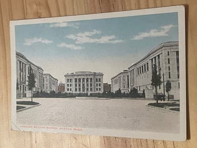 Harvard Medical School Postcard Boston Mass Vintage Color Unposted 1c Stamp Box - Image 1