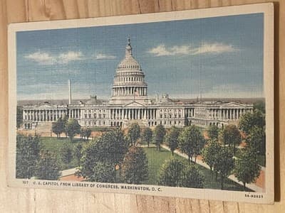 US Capitol Postcard Washington DC Vintage Mailed 1 Cent Stamp Scenic LOC Color - Image 1