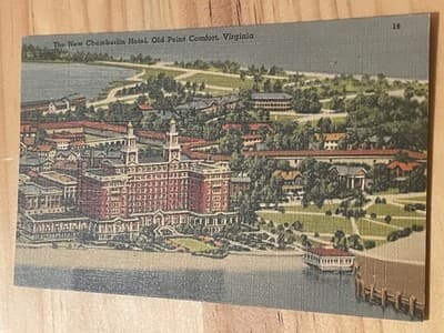 Chamberlin Hotel Old Point Comfort Virginia Postcard Aerial View Unposted - Image 1