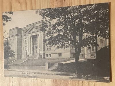 High School Attleboro Massachusetts Postcard Unused American Art Post Card Co - Image 1