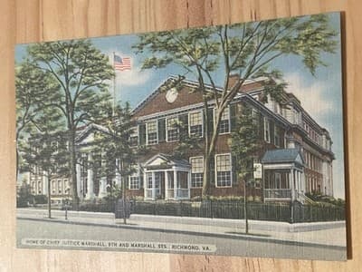 Home of Chief Justice Marshall Postcard Richmond VA Richmond News Co Unposted - Image 1