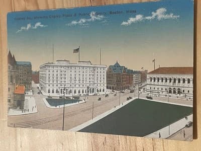 Mason Bros Postcard Copley Sq Copley Plaza Public Library Boston Unposted Color - Image 1