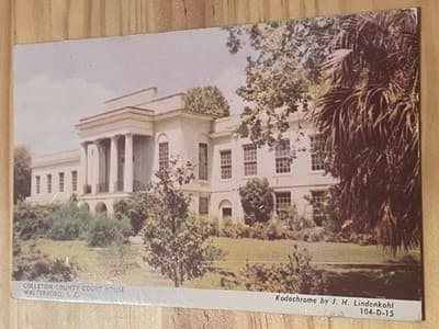 Colleton County Court House Walterboro SC Postcard Kodachrome 1953 Used Mailed - Image 1
