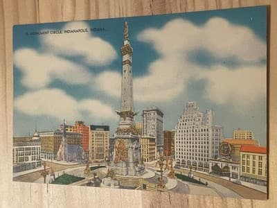 Craft Greeting Card Co Monument Circle Indianapolis Postcard Linen Unposted - Image 1
