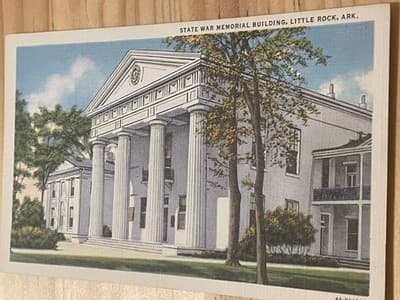Curt Teich C T Art Colortone State War Memorial Building Little Rock AR Postcard - Image 1