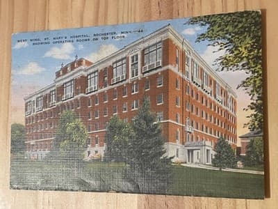 West Wing St Marys Hospital Rochester MN Postcard Vintage Linen Postmarked - Image 1