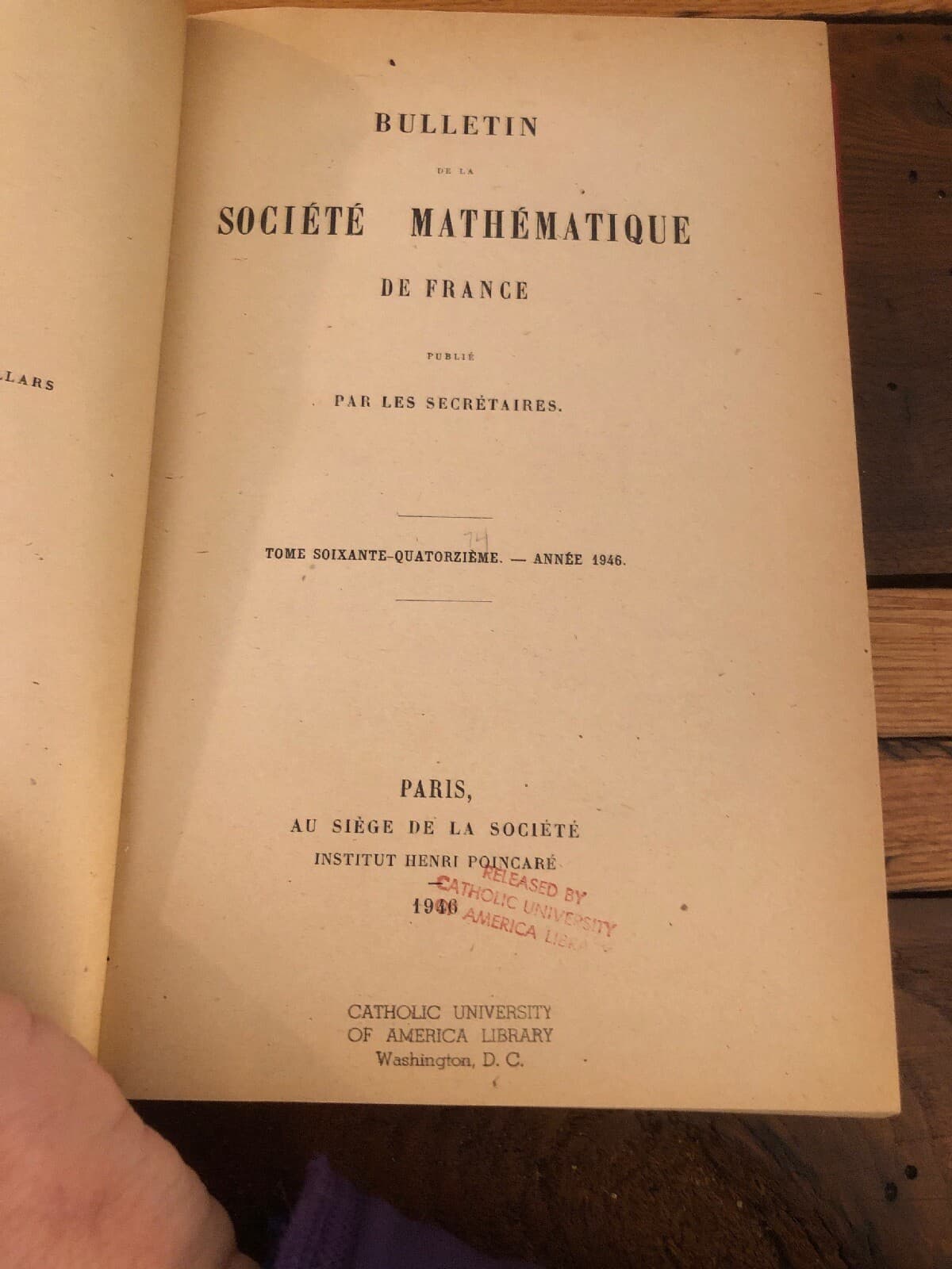 bulletin societe mathematique france 1946 & 1947 Bound Together - Thumbnail 2