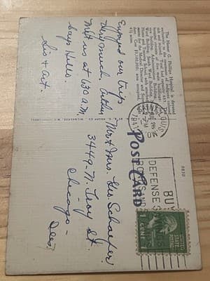 Homer G Phillips Hospital Postcard St Louis MO Postmarked WWII Era 1 Cent Stamp - Thumbnail 2