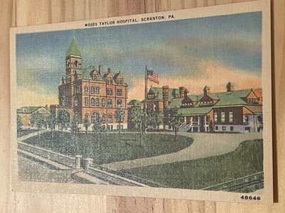 Scranton News Co Moses Taylor Hospital Postcard Scranton PA Unposted Linen 48646 - Image 1