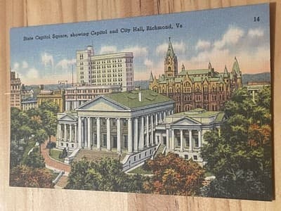 Richmond Virginia State Capitol City Hall Postcard Unposted Capitol News Agency - Image 1