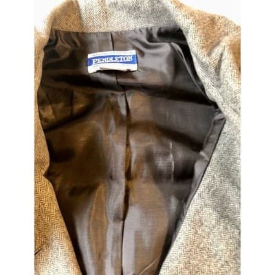 Pendleton Women Gray Herringbone Wool Blend Button Front Jacket Size Medium - Thumbnail 7