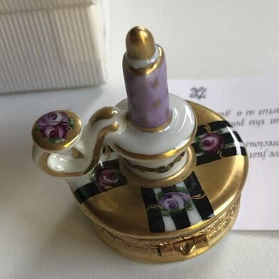 Limoges France Peint main Candle Holder Trinket Box Vintage - Image 1