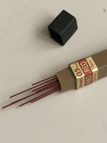 Pentel - 0.5mm RED Lead Refill EIGHT Tubes of 12 plus A Bonus - NOS - Thumbnail 2