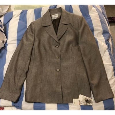 NWT Collections for Le Suit‎ Women's Brown Tweed Blazer Suit Jacket Size 12 - Image 1
