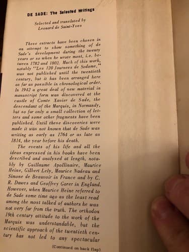 Selected writings De Sade Translation Leonard De Saint-yves / Castle Books 1954 - Thumbnail 2