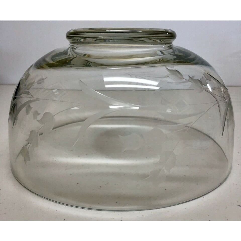 MS16 Vintage Large engraved cut Fruit / Salad Bowl 9 1/2' w x 5' h x 4 3/8' base - Thumbnail 2