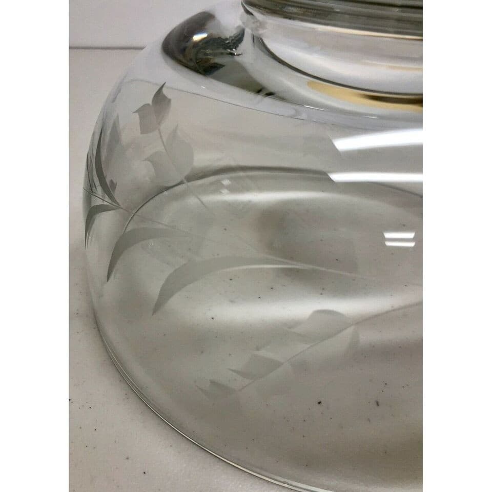 MS16 Vintage Large engraved cut Fruit / Salad Bowl 9 1/2' w x 5' h x 4 3/8' base - Thumbnail 5