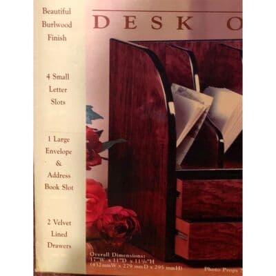 Deluxe Desk Organizer Wood Finish Letter Mail Holder with Drawers - Thumbnail 2