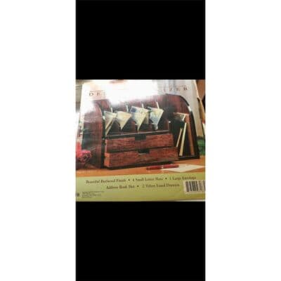 Deluxe Desk Organizer Wood Finish Letter Mail Holder with Drawers - Thumbnail 3