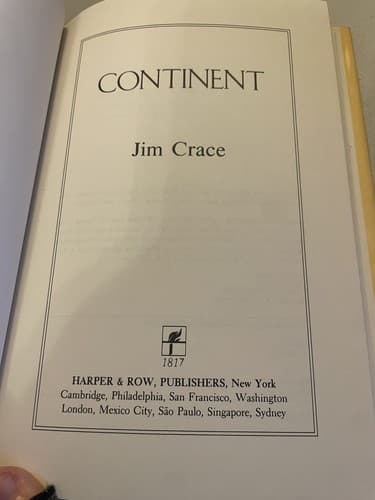 Continent By Jim Crace 1986 1st edition hardcover - Thumbnail 5