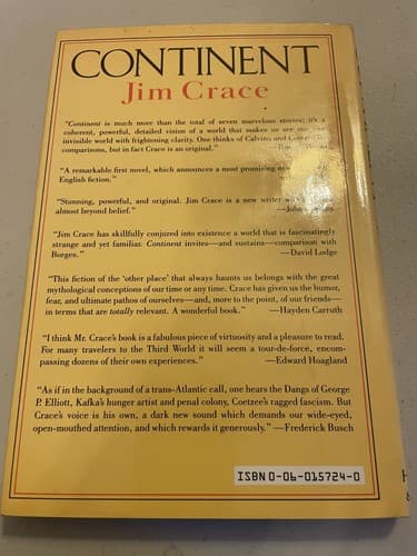 Continent By Jim Crace 1986 1st edition hardcover - Thumbnail 2