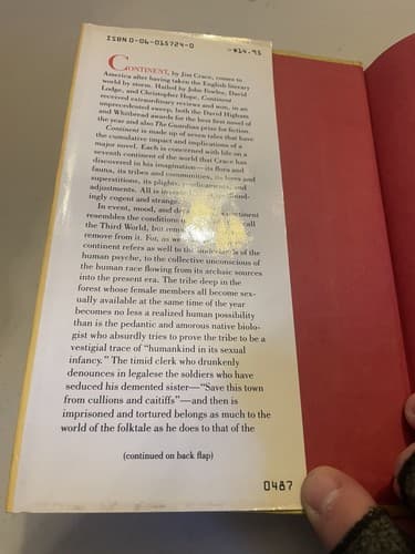 Continent By Jim Crace 1986 1st edition hardcover - Thumbnail 3