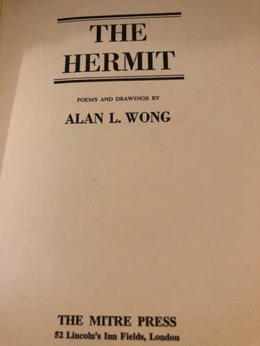 AUTOGRAPHED The Hermit Alan Wong. 1st Edition Hardcover 1977 - Thumbnail 4