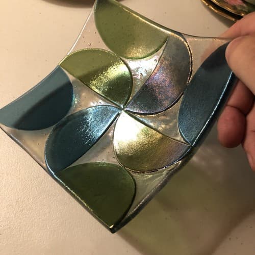 Shepardson Studios iridescent Glass Square 6"x 6" Plate - Thumbnail 9