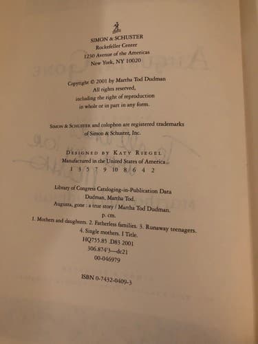 AUTOGRAPHED Augusta Gone: A True Story 1st Edition Hardcover - Thumbnail 4