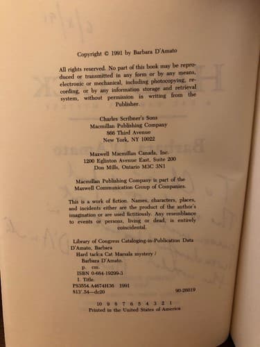 AUTOGRAPHED Hard Tack: A Cat Marsala Mystery 1st Edition Hardcover - Thumbnail 4